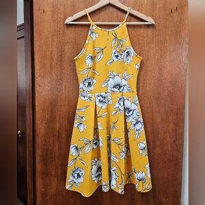 Womens Yellow and White Floral Dress